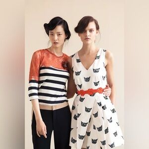 ANTHROPOLOGIE Leah Reena Goren feline karma Cat Print Dress 2